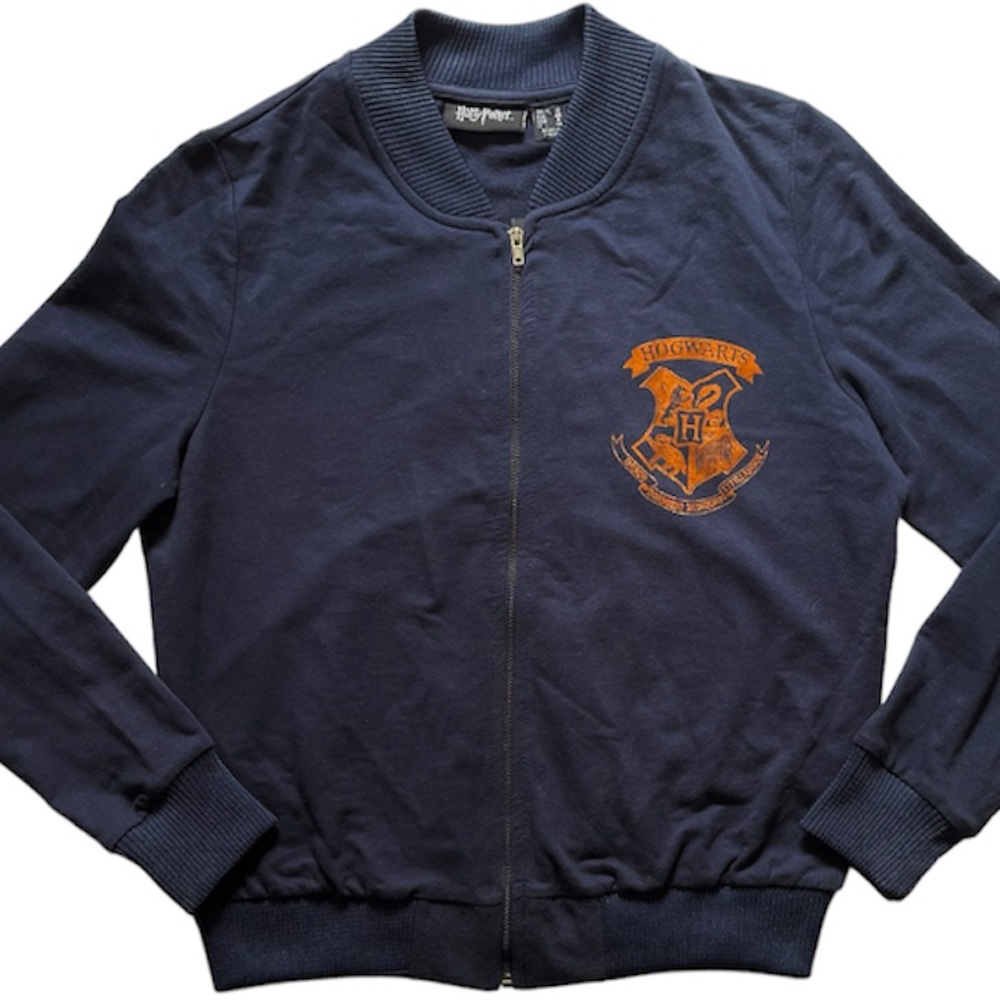 HARRY POTTER Hogwarts Womens Sz 8 Jacket Fits Like A Small Full Zip Navy Blue